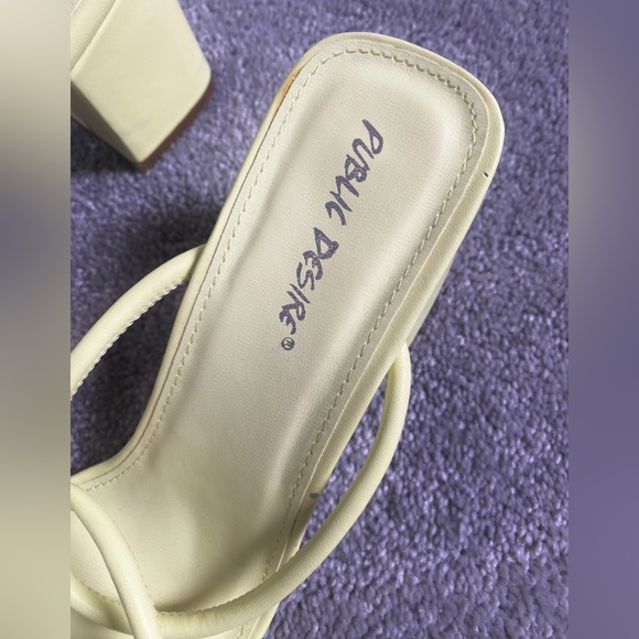 Yellow Strappy Block Heel Mules - Picture 11 of 11